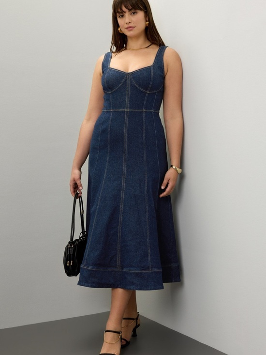 Jason Wu Dresses & Skirts - Jason Wu Dark Blue Denim Midi Dress with Bustier Detail